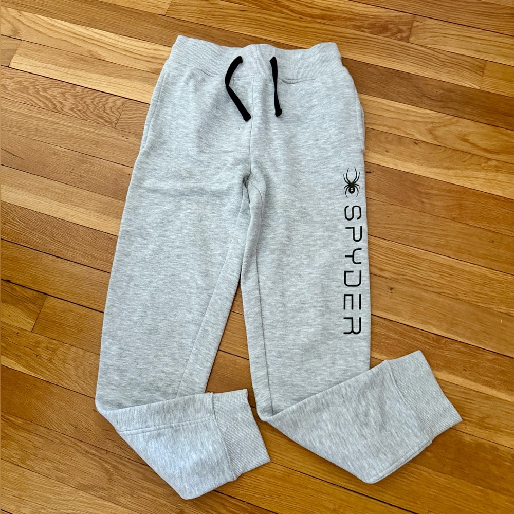 Spyder Youth Boys S/7-8 Heathered Grey Fleece Joggers Drawstring Waist & Pockets